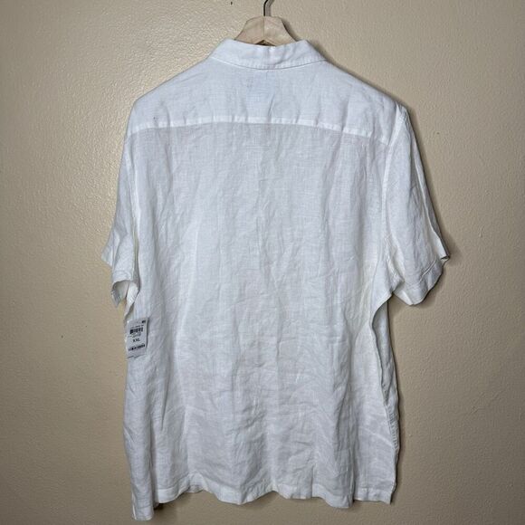 Club Room Luxury Linen Shirt Mens XXL White Button Up Short Sleeve Linen NWT - Picture 7 of 7